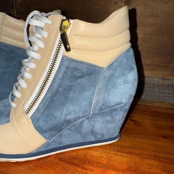 Mario Raspini blue and cream colored wedge sneakers. Size 39 - Picture 3 of 10